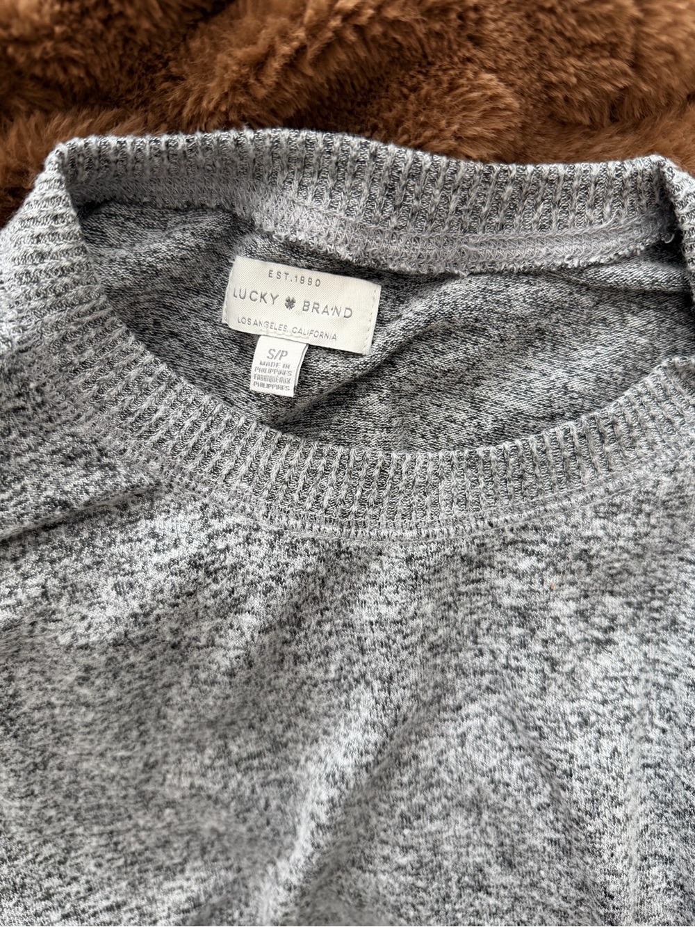 Lucky Brand Gray Marled Long Sleeve Crewneck Knit Sweater Small